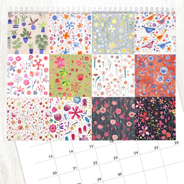 Nic Squirrell Botanisk Blommig Konst Kalender (Floral paintings calendar with original art by Nic Squirrell)