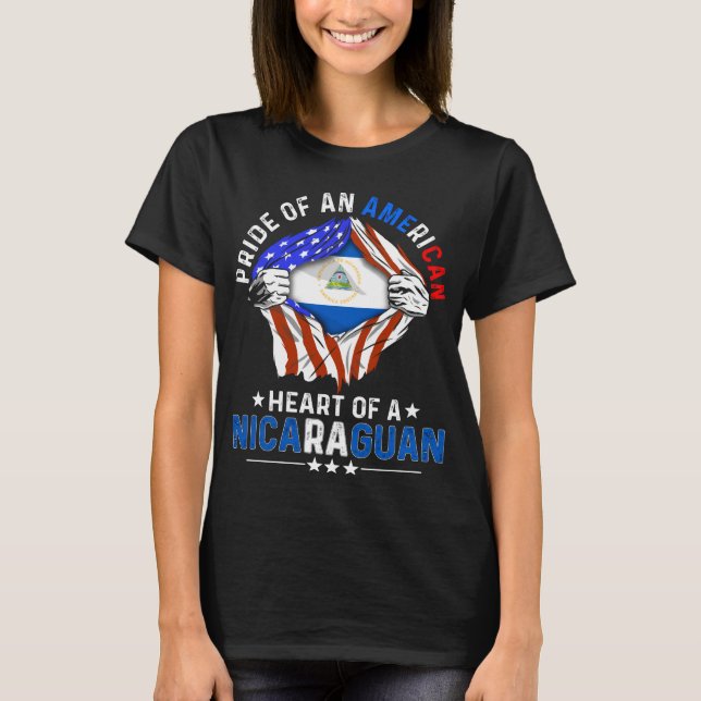 Nicaragua American Foreign Nicaragua Flagga T Shirt (Framsida)