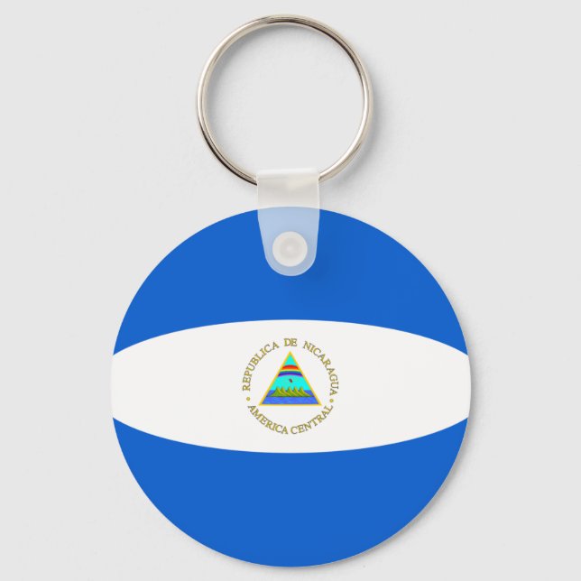 Nicaragua Fisheye Flagga Keychain Nyckelring (Framsida)