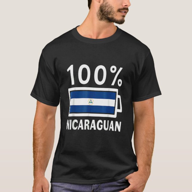 Nicaragua Flagga 100 Nicaraguan Battery Power Tee (Framsida)