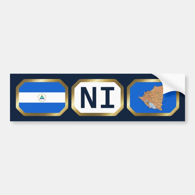 Nicaragua Flagga Code Bumper Sticker Bildekal (Framsidan)