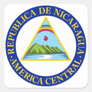 NICARAGUA - flagga/emblem/jacka av arm/symbol Fyrkantigt Klistermärke