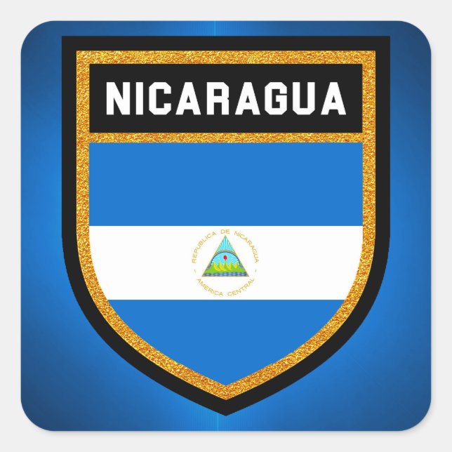 Nicaragua Flagga Fyrkantigt Klistermärke (Framsida)