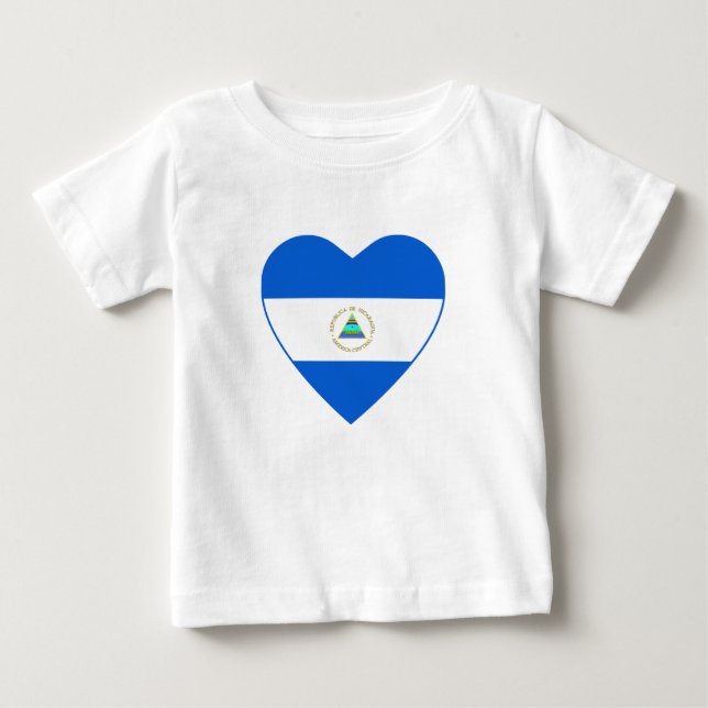 Nicaragua Flagga Heart T-Shirt (Framsida)