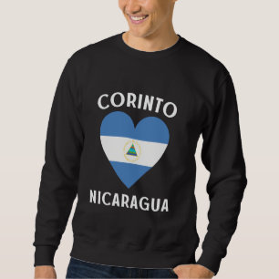 Nicaragua Flagga Hjärta Corinto Stad Lång Ärmad Tröja