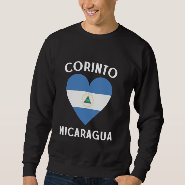 Nicaragua Flagga Hjärta Corinto Stad Lång Ärmad Tröja (Framsida)