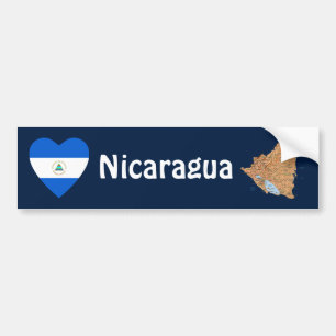 Nicaragua flagga hjärta + kart dekal
