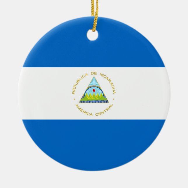 Nicaragua flagga julgransprydnad keramik (Framsidan)