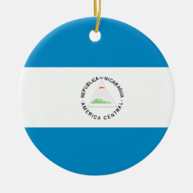 Nicaragua flagga julgransprydnad keramik (Framsidan)