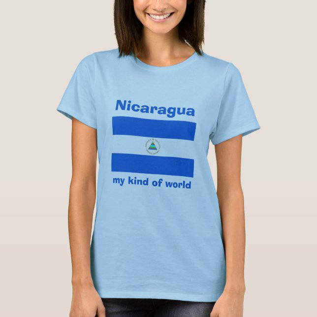 Nicaragua flagga + Karta + TextT-tröja Tee Shirt (Framsida)