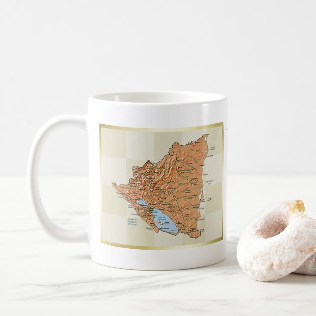 Nicaragua flagga + Kartamugg Kaffemugg (Med munk)