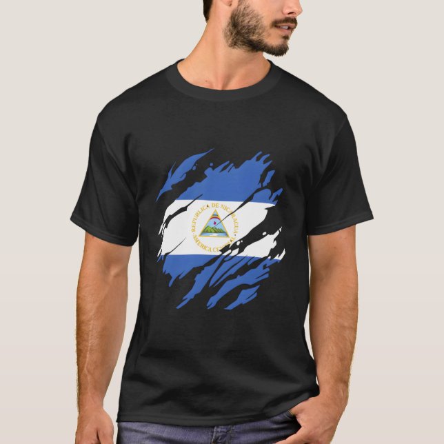 Nicaragua Flagga Nicaraguan T Shirt (Framsida)