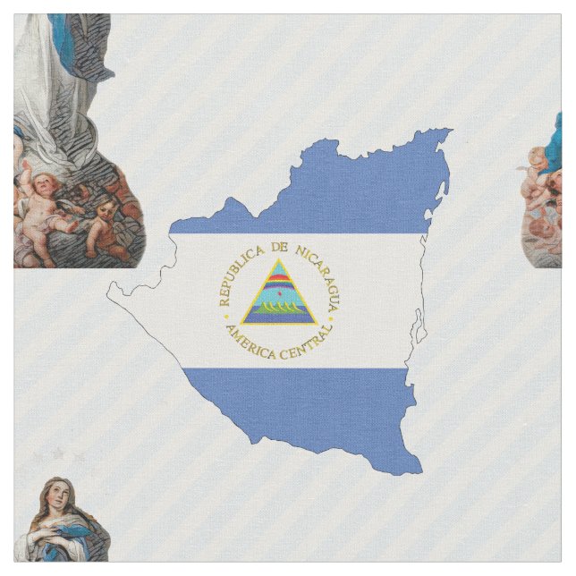 Nicaragua Flagga och Immaculate Conception Tyg (Närbild)