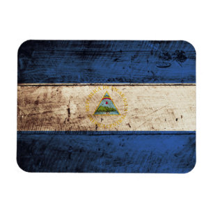 Nicaragua-Flagga på Old Wood Grain Magnet