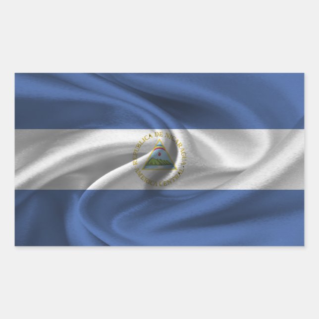 Nicaragua Flagga Rektangulärt Klistermärke (Framsida)