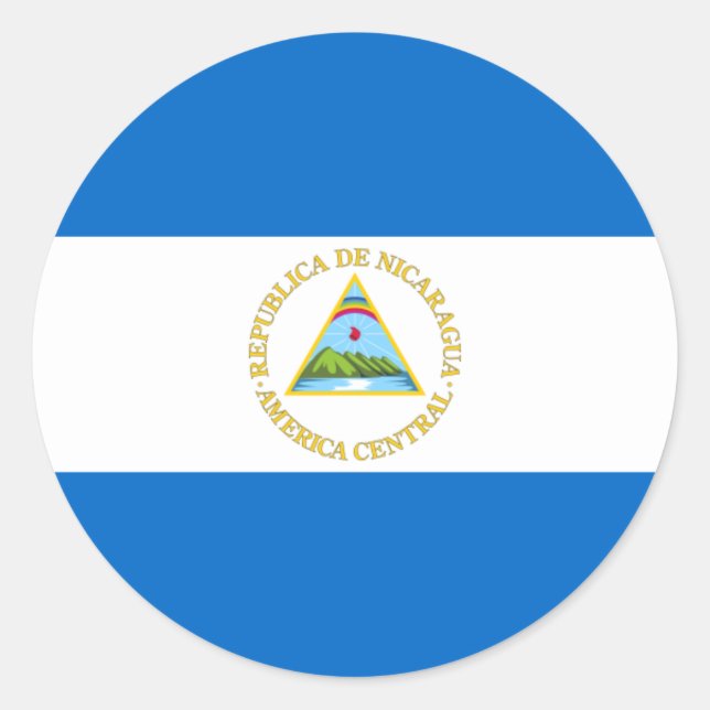 Nicaragua Flagga Runt Klistermärke (Framsida)