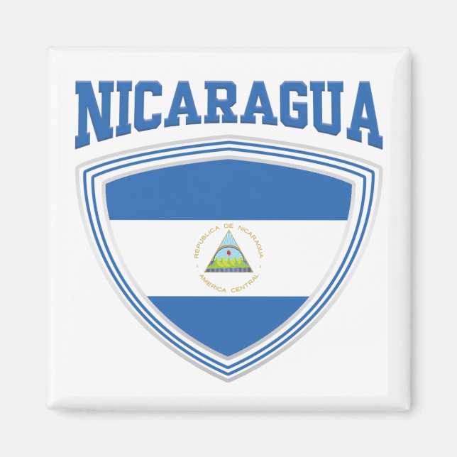 Nicaragua Flagga Shield Magnet (Framsidan)