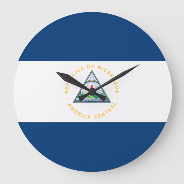 Nicaragua Flagga Stor Klocka (Framsida)