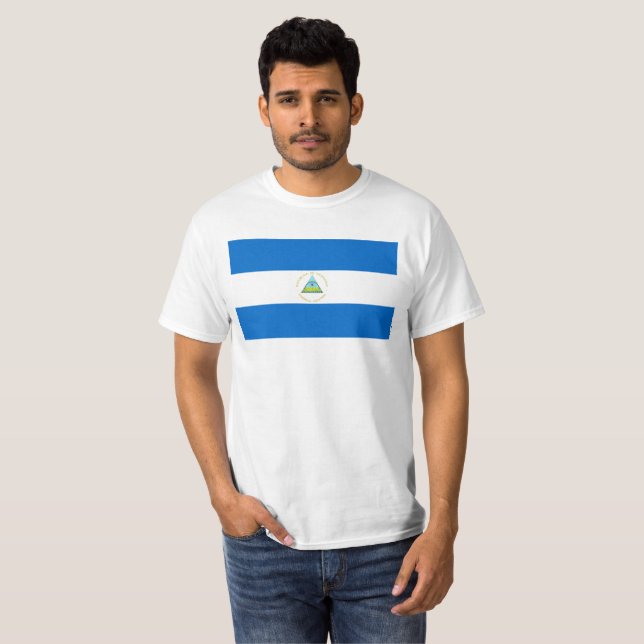 Nicaragua flagga t shirt (Hel framsida)