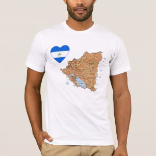 Nicaragua flaggahjärta och kartaT-tröja T Shirt