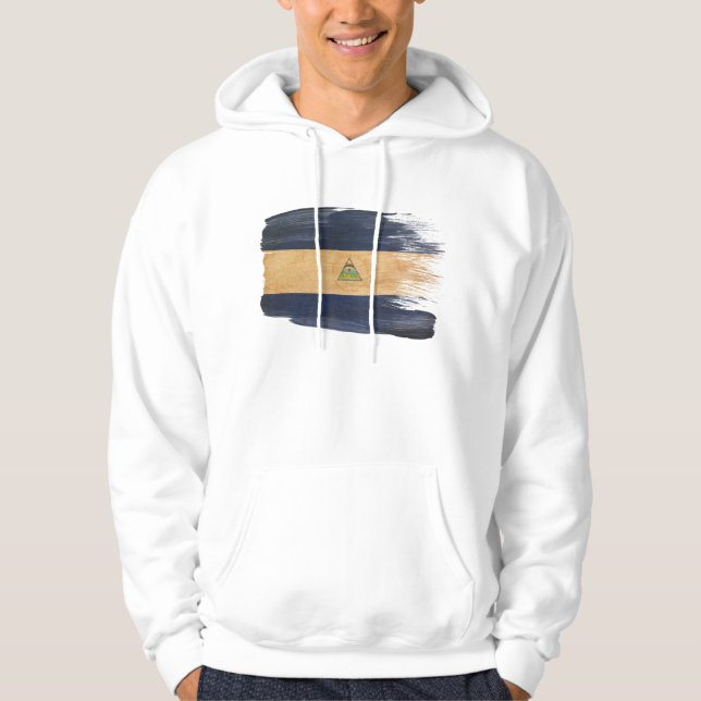Nicaragua flaggaHoodie Sweatshirt Med Luva (Framsida)
