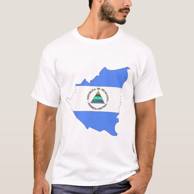 Nicaragua flaggakarta t shirt (Framsida)