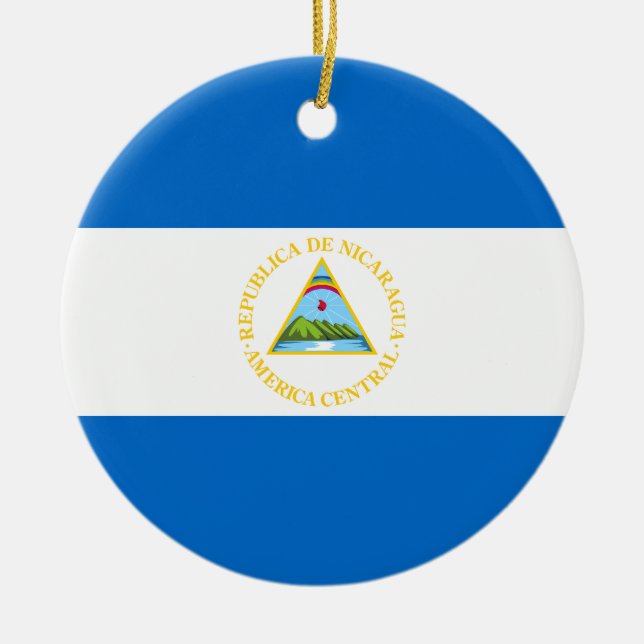 Nicaragua flaggaprydnad julgransprydnad keramik (Framsidan)