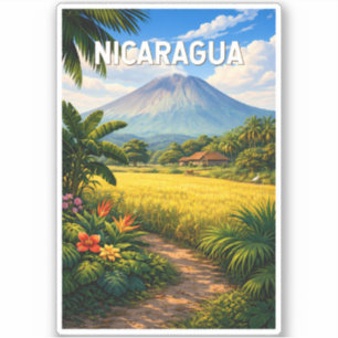 Nicaragua Illustration Resa Konst Vintage Klistermärken