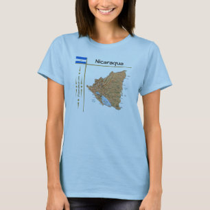 Nicaragua-karta + flagga + titel T-shirt