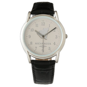 Nicaragua Karta Kräm Silver Armbandsur