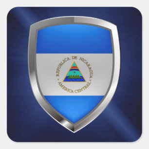 Nicaragua Metallic Emblem Fyrkantigt Klistermärke