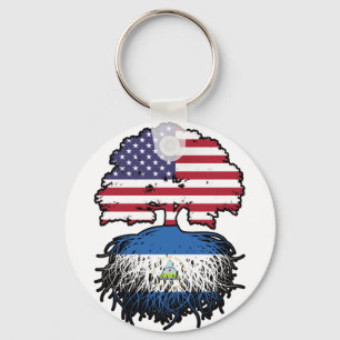 Nicaragua Nicaraguan American USA Träd Roots Flagg Nyckelring