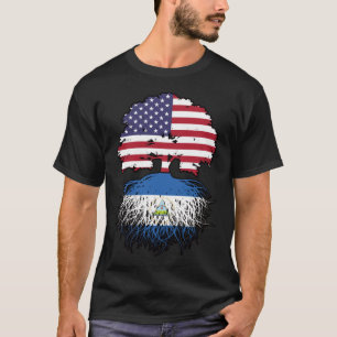 Nicaragua Nicaraguan American USA Träd Roots Flagg T Shirt