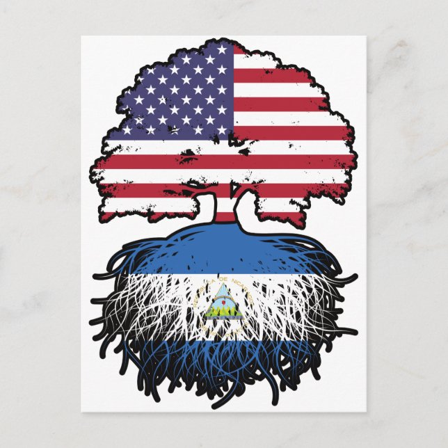 Nicaragua Nicaraguan American USA Träd Roots Flagg Vykort (Framsida)