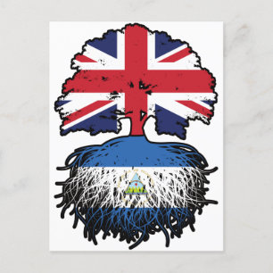 Nicaragua Nicaraguan British Träd Roots Flagga Vykort