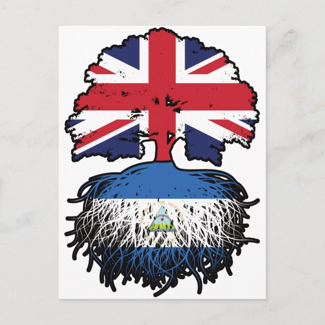 Nicaragua Nicaraguan British Träd Roots Flagga Vykort (Framsida)