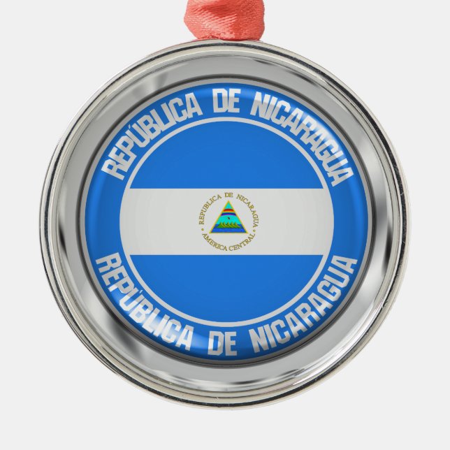Nicaragua Round Emblem Julgransprydnad Metall (Framsidan)