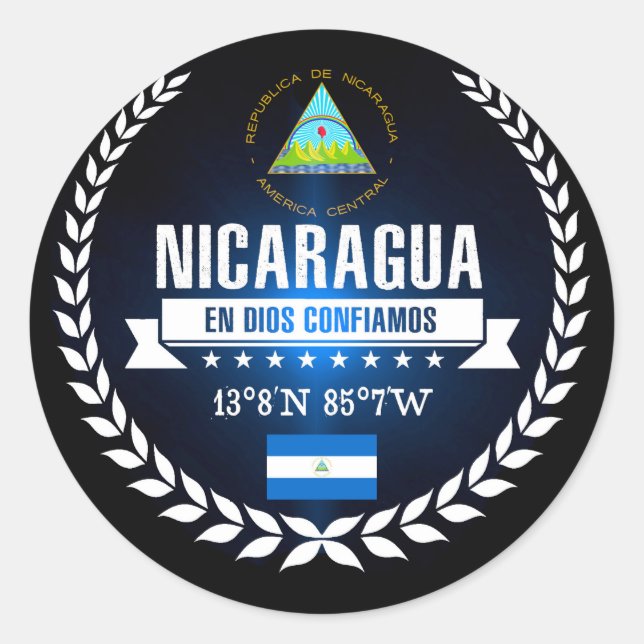Nicaragua Runt Klistermärke (Framsida)
