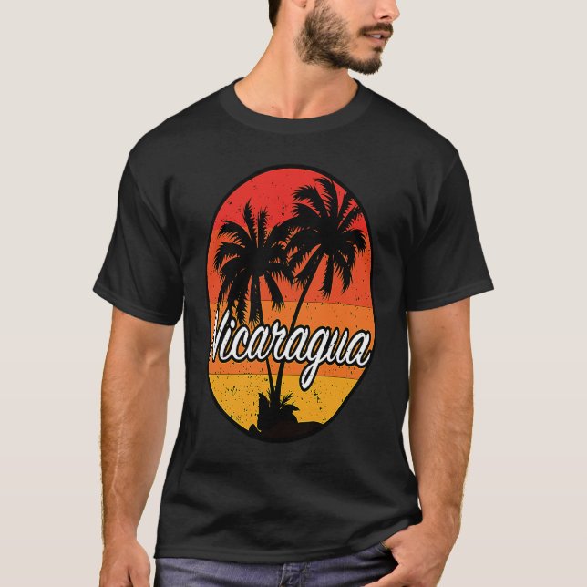 Nicaragua Sunset Handflatan Beach Souvenir T Shirt (Framsida)