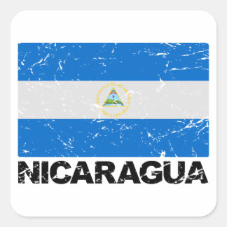 Nicaragua Vintage Flagga Fyrkantigt Klistermärke