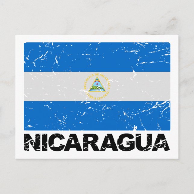 Nicaragua Vintage Flagga Vykort (Framsida)