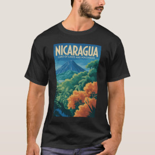 Nicaragua Vulkan Illustration Resa Konst Vintage T Shirt