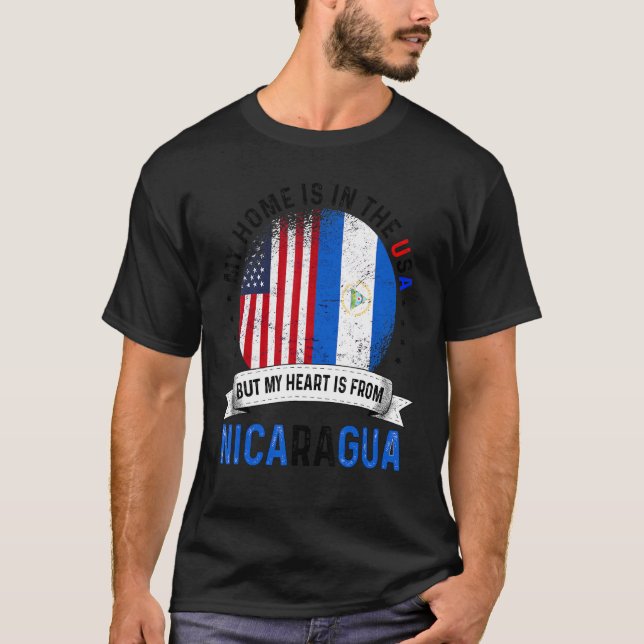 Nicaraguan American Patriot Heart kommer från Nica T Shirt (Framsida)