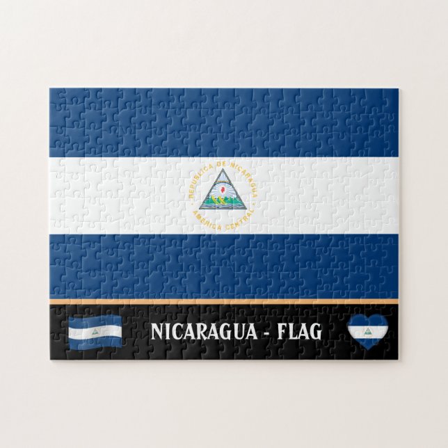 Nicaraguan Flagga & Nicaraguan land / Nicaragua Pussel (Horisontell)