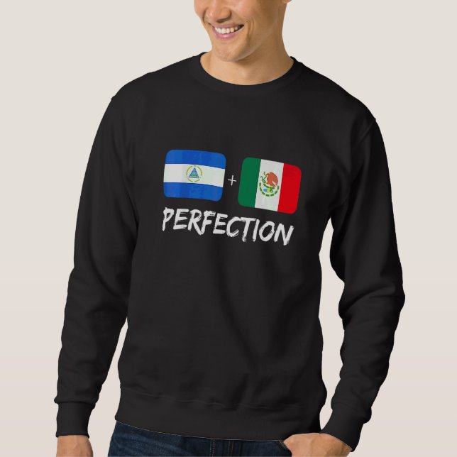 Nicaraguanska Plus Mexikanska Perfektion Arvsflagg Lång Ärmad Tröja (Framsida)
