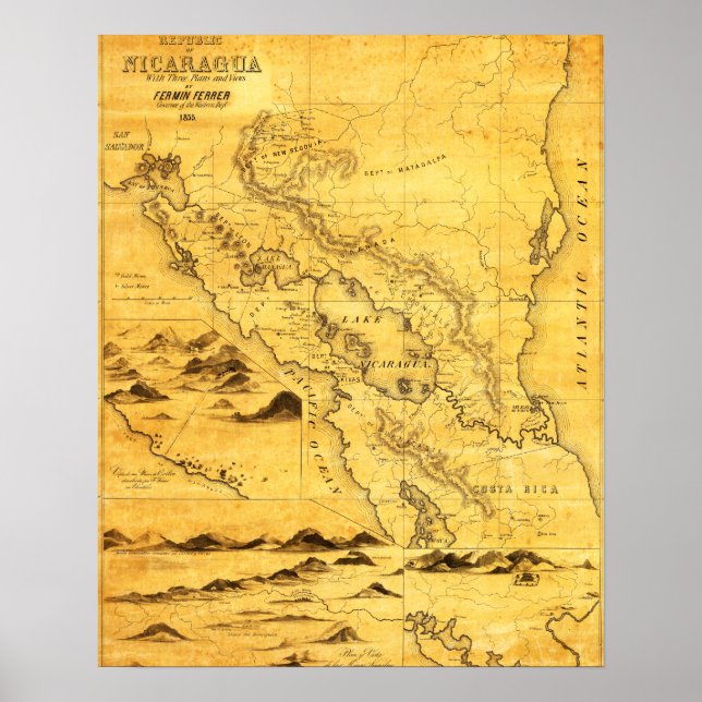 NicaraguaPanoramic MapNicaragua Poster (Framsidan)