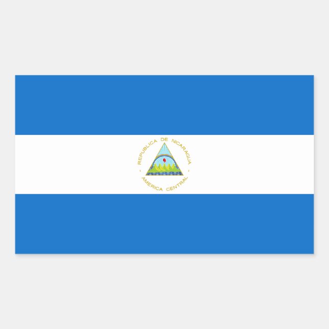 Nicaraguas flagga rektangulärt klistermärke (Framsida)