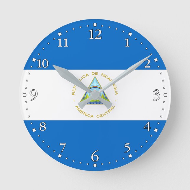 Nicaraguas flagga rund klocka (Framsida)