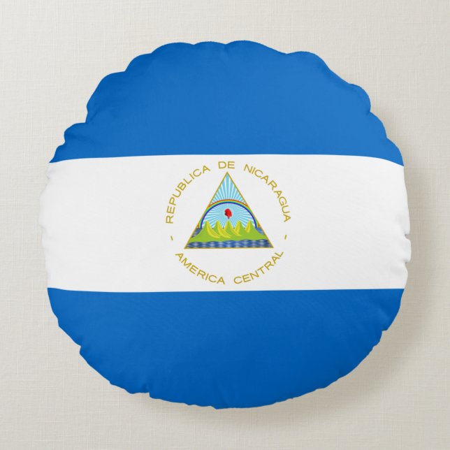 Nicaraguas flagga rund kudde (Framsidan)