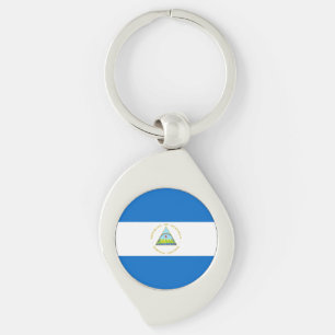 Nicaraguas flagga swirl silverfärgad nyckelring